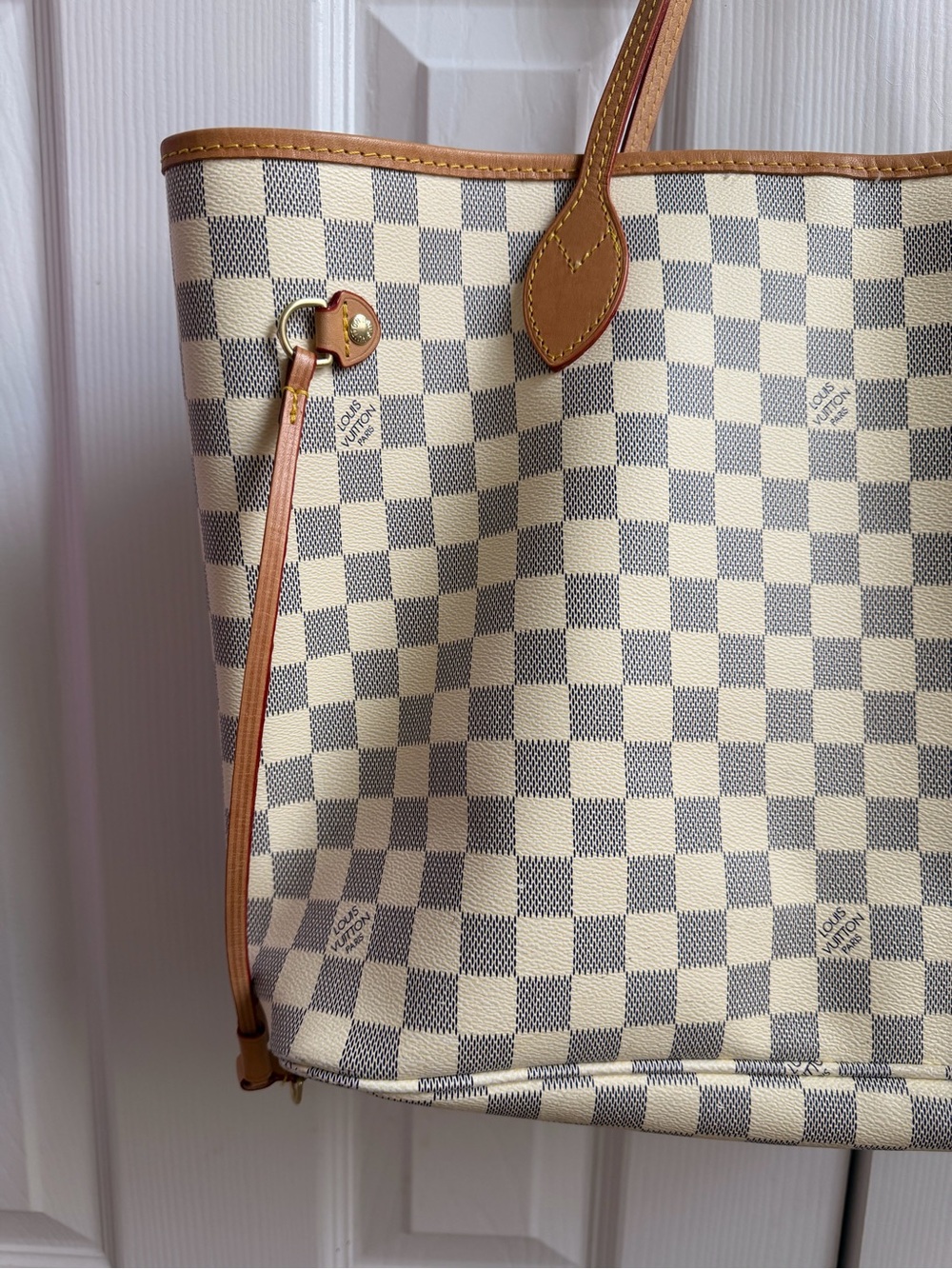 Fashion Inspired Checkered Canvas Tote Bag in Beige and Tan - Picture 2 of 16